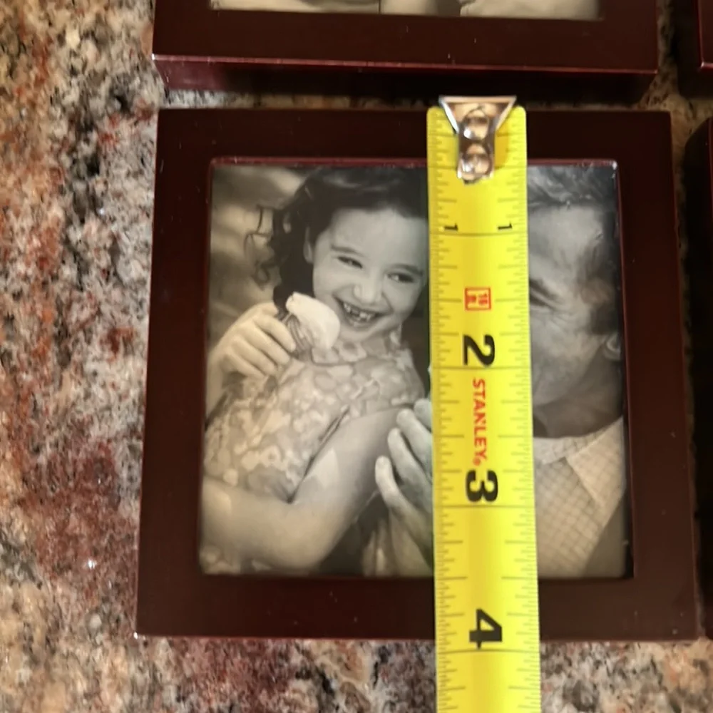 Coaster Frames Cherry Wood -Custom Photo Gift Hallmark 4 Coasters & Holder - Picture 13 of 17